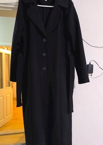 Düğmeli Siyah Uzun Kaban - Görsel 7