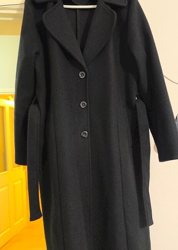 Düğmeli Siyah Uzun Kaban - Görsel 6