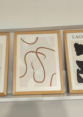 Bej Renk Soyut Çizgili Tablo - Görsel 2