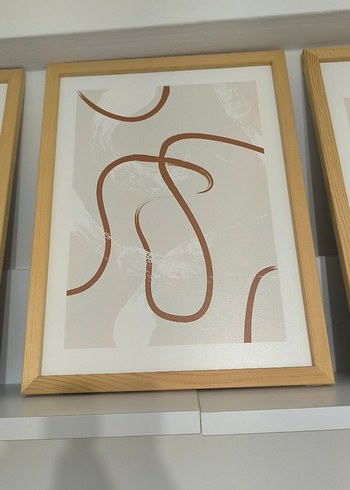 Bej Renk Soyut Çizgili Tablo - Görsel 5