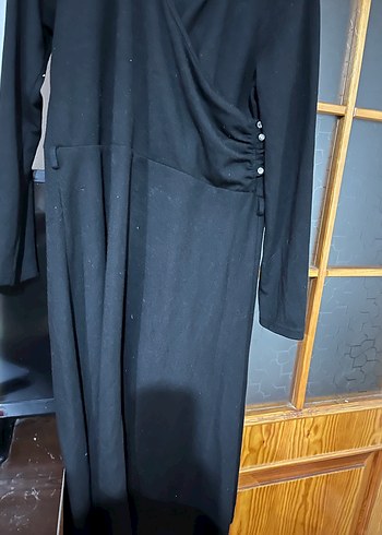 Siyah Uzun Kollu penye elbise - Görsel 2