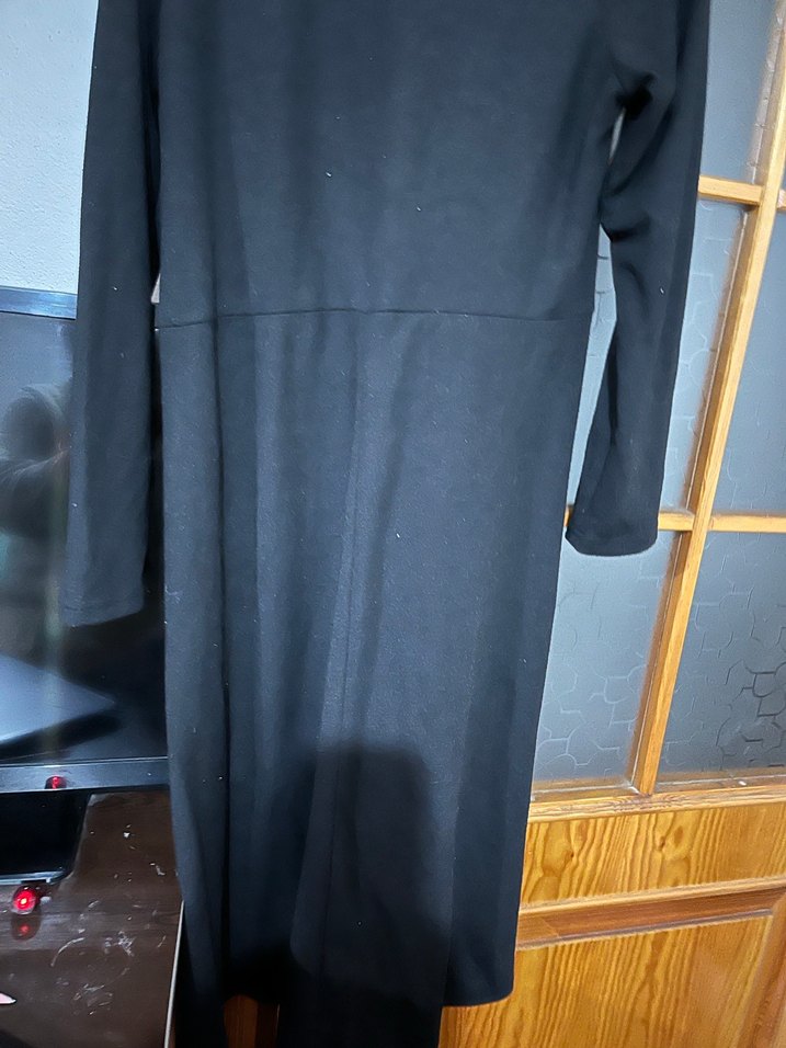 Siyah Uzun Kollu penye elbise - Görsel 5