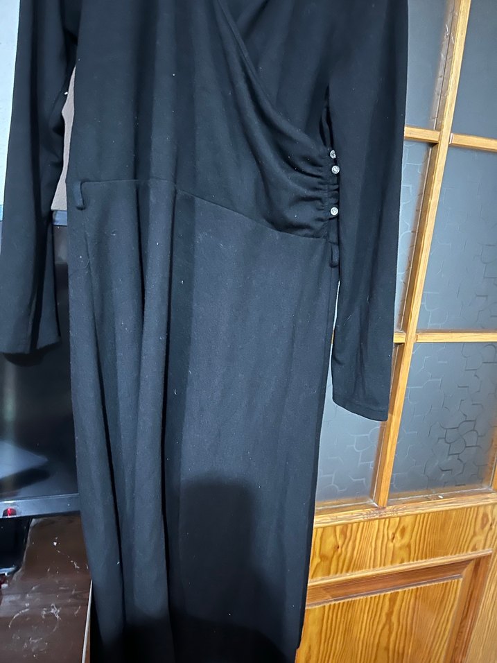 Siyah Uzun Kollu penye elbise - Görsel 2