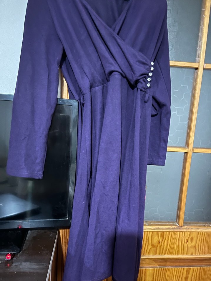 Mor Uzun Kollu elbise - Görsel 2