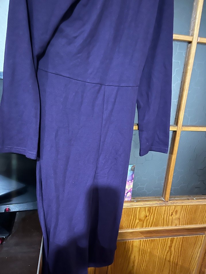 Mor Uzun Kollu elbise - Görsel 5