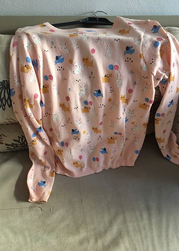 LC Waikiki Kız Çocuk Pembe Desenli Triko Hırka