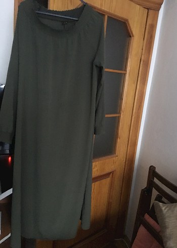Kadın Haki Uzun Kollu Salaş Elbise