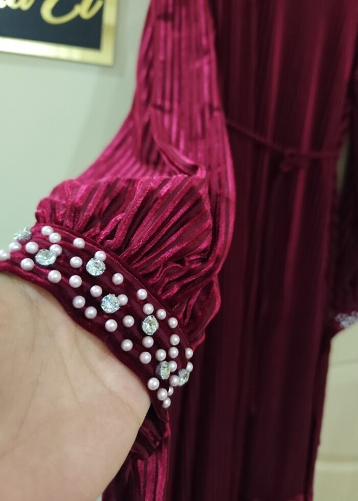 Kadife elbise abiye - Görsel 5