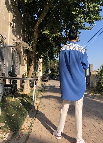 diğer Beden mavi Renk AKSESUARLİ GÖMLEK