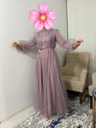 Diğer Lila Tüllü Prenses Model Elbise