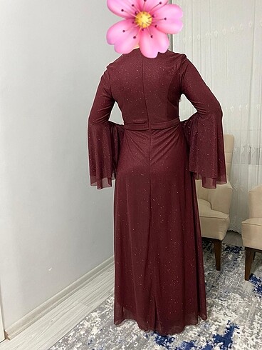 40 Beden Valon Kollu Simli Abiye