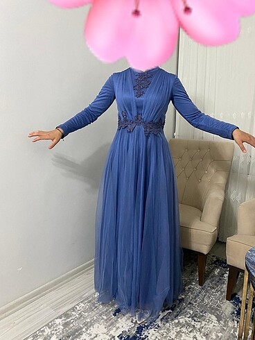 Diğer Mavi Tüllü Abiye