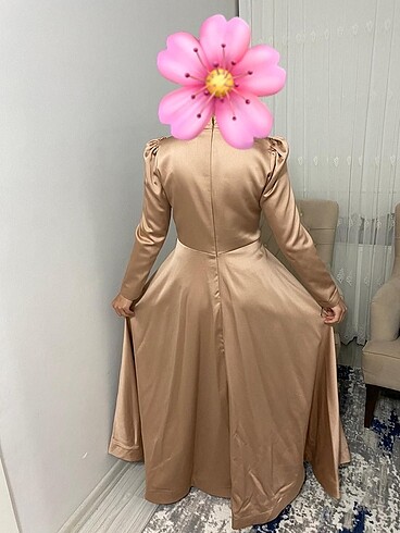 40 Beden camel Renk Taş Detaylı Bakır Abiye