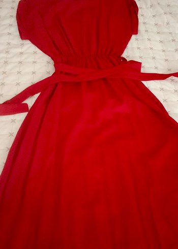 Kırmızı Midi Uzun Kadın Etek - Görsel 4