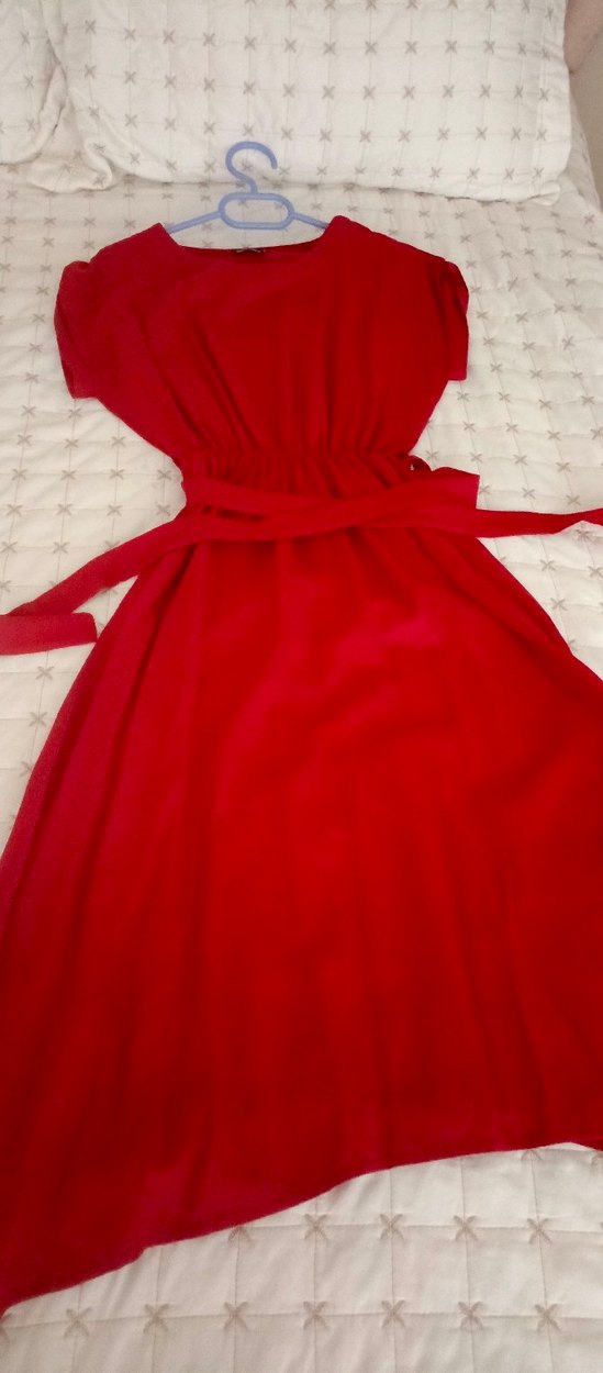 Kırmızı Midi Uzun Kadın Etek - Görsel 4