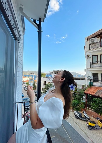 Beyaz mini elbise - Görsel 2