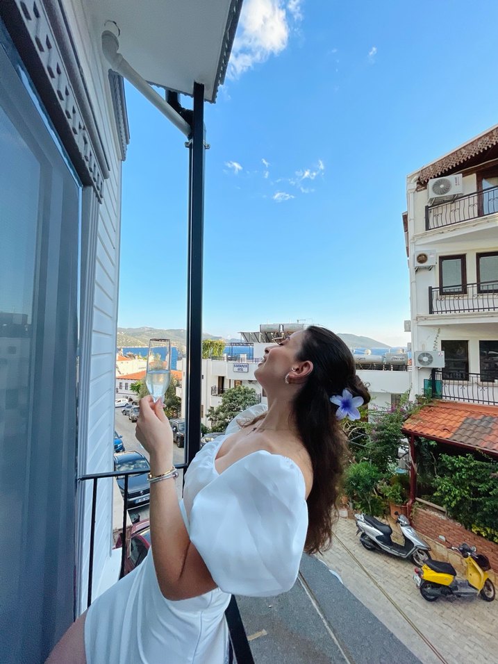 Beyaz mini elbise - Görsel 2