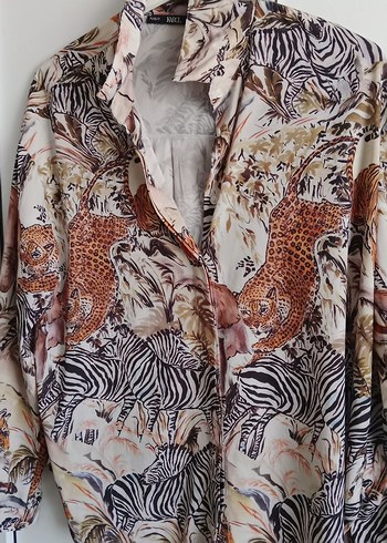 Bohem Uzun Kollu Zebra Desenli Gömlek