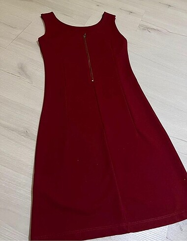 kısa bordo elbise - Görsel 3