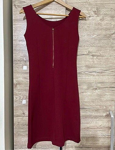 kısa bordo elbise - Görsel 2