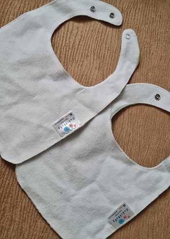 Bej ve Pastel Yeşil Bebek Önlüğü 2li set- Enhitbaby- ikiz bebek - Görsel 2