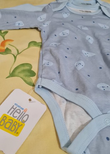 2li set-Hello Baby-Erkek Bebek Uzun Kol Pamuklu Body-ikiz bebek - Görsel 2