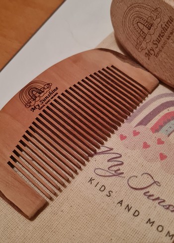 % 100 doğal keçi kılı bebek saç fırçası ve konak tarağı #ikiz - Görsel 3