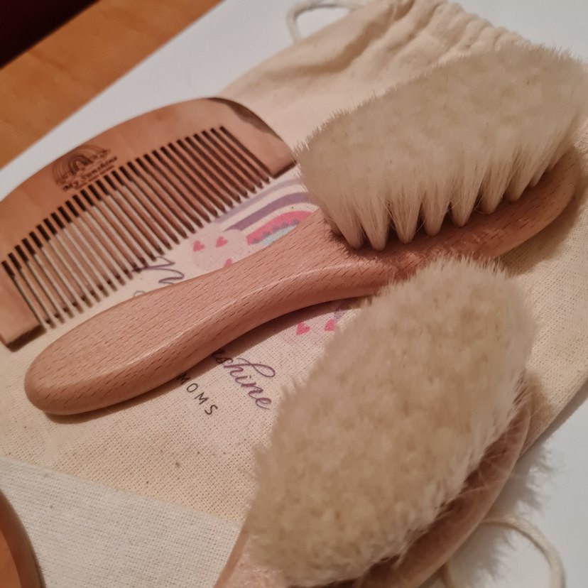 % 100 doğal keçi kılı bebek saç fırçası ve konak tarağı #ikiz - Görsel 4