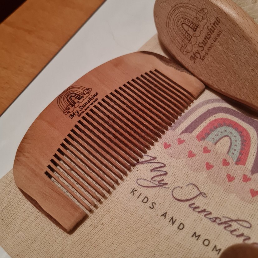 % 100 doğal keçi kılı bebek saç fırçası ve konak tarağı #ikiz - Görsel 3