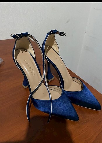 inci Kadın Mavi Saten Stiletto Topuklu Ayakkabı