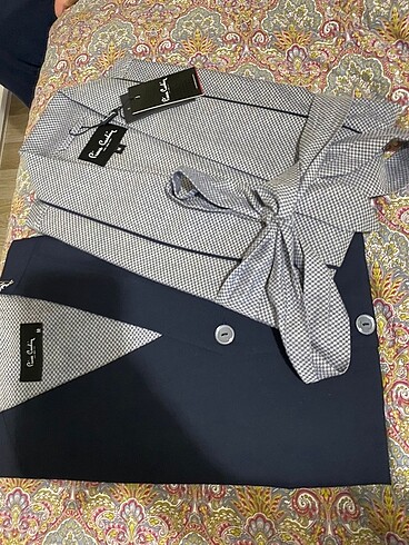 m Beden lacivert Renk 3 lü pijama ve röpteşambır takımı