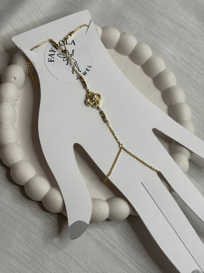 Altın Renkli Zincir Detaylı Bohem El Zinciri - Görsel 2