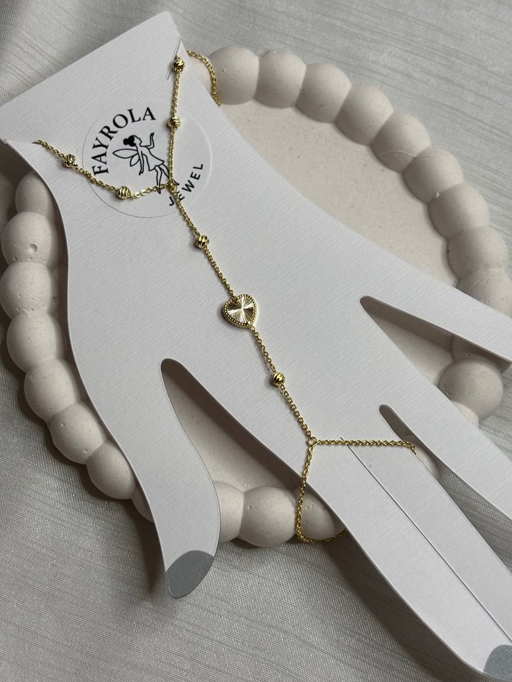 Altın Renkli Zincir Detaylı Bohem Kadın El Zinciri - Görsel 2