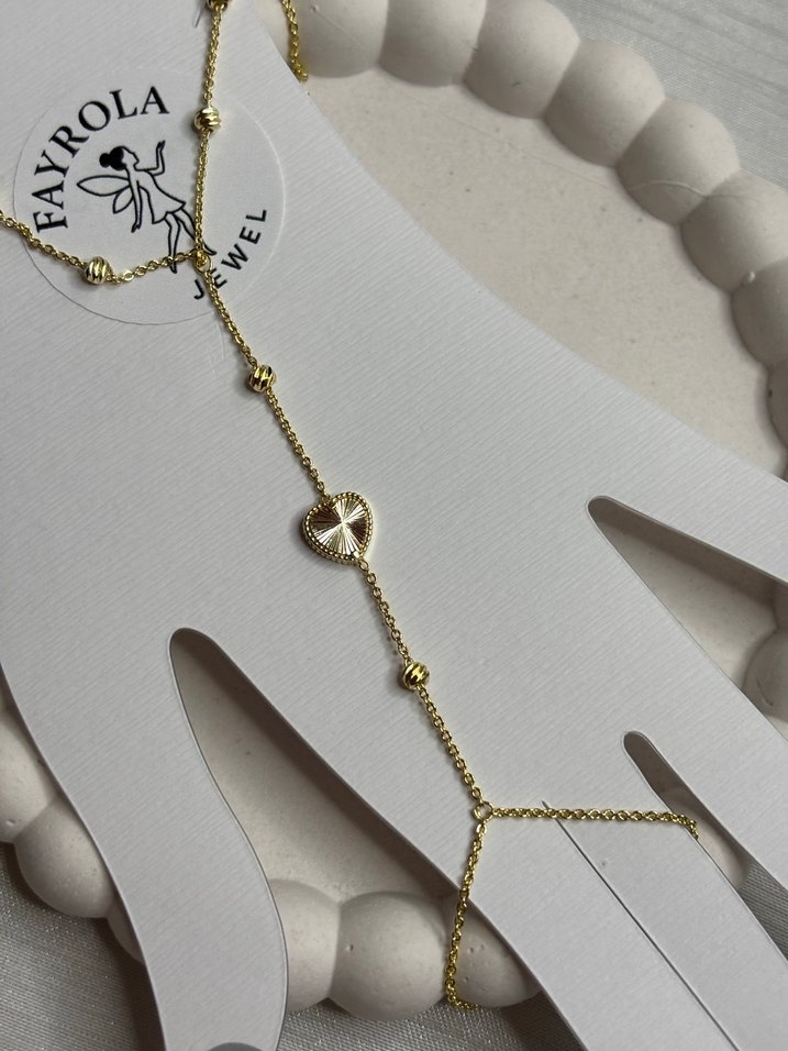 Altın Renkli Zincir Detaylı Bohem Kadın El Zinciri - Görsel 3