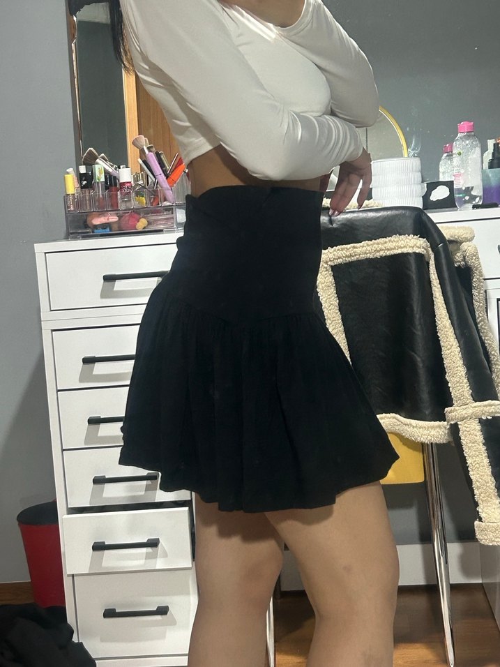 Siyah Pilili Midi Mini Etek - Görsel 2