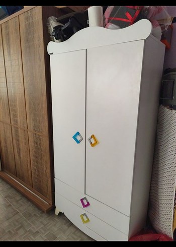 Beyaz Çocuk Dolabı Renkli Kulplu - Görsel 2