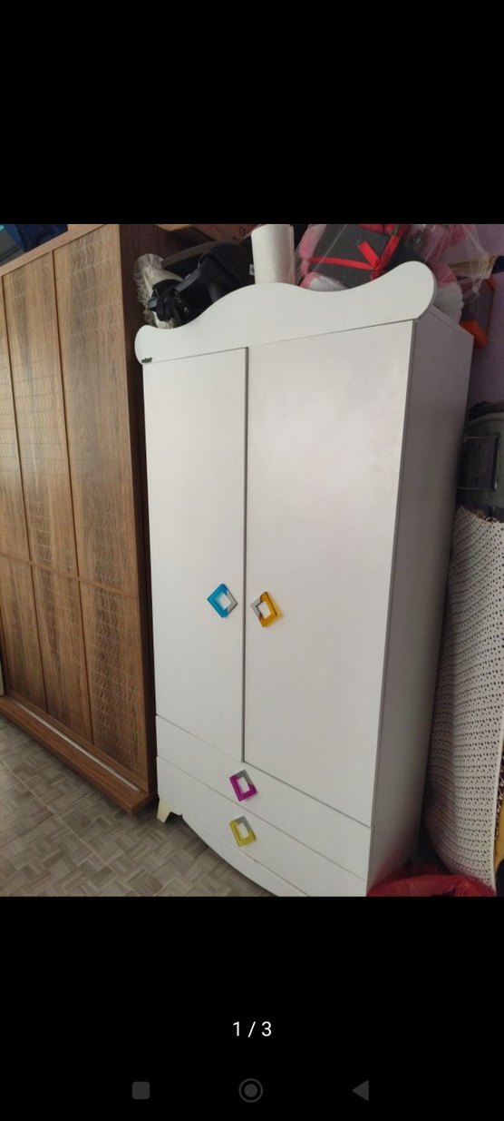 Beyaz Çocuk Dolabı Renkli Kulplu - Görsel 2