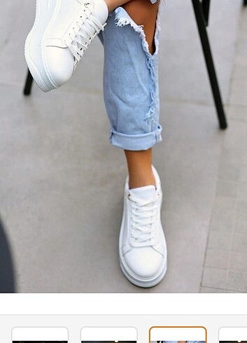 Trendyol & Milla Donx beyaz cilt bağcıklı spor ayakkabı 5cm