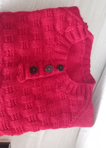 Kırmızı el örgüsü  Erkek Çocuk Kazak reglan kollu.Yeni . - Görsel 3