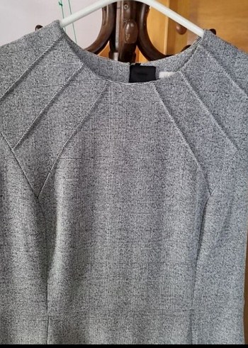 H&M Gri ince kareli elbise