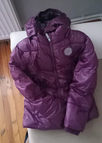 Mor Kız Çocuk Fermuarlı Kapüşonlu Mont - Görsel 2