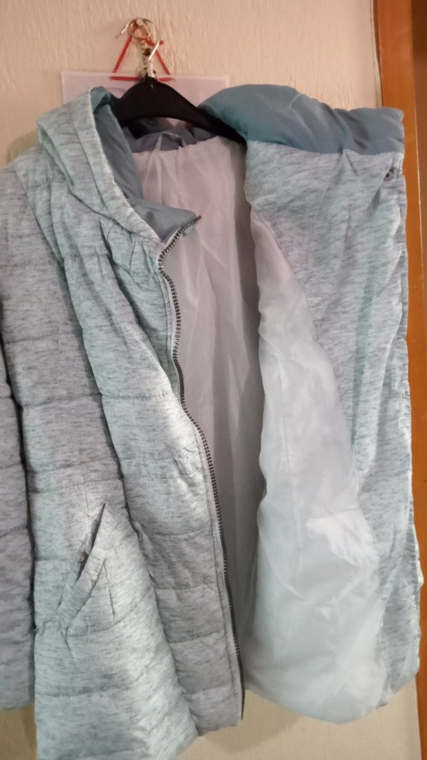 Gri Kapüşonlu Kadın Kışlık Mont - Görsel 2