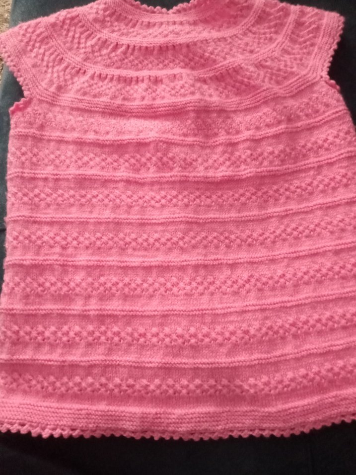 Kız Çocuk Pembe el Örgü Kolsuz Hırka - Görsel 3