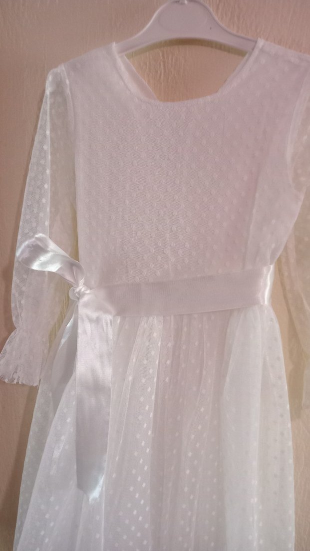 Beyaz Dantel Detaylı Kız Elbisesi - Görsel 3