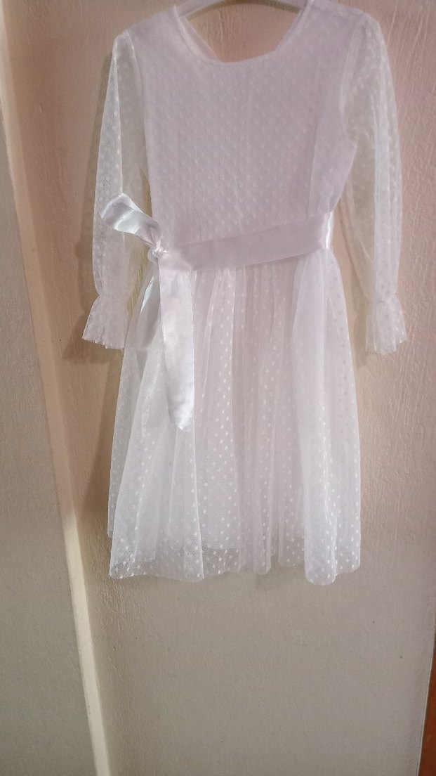 Beyaz Dantel Detaylı Kız Elbisesi - Görsel 4
