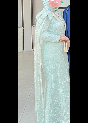 mint yeşili abiye Şal - Görsel 2