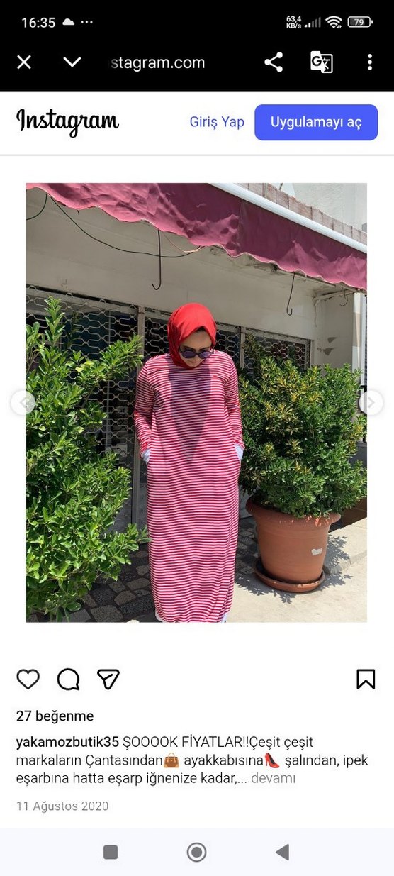 Kırmızı Çizgili Uzun Salaş Elbise - Görsel 2