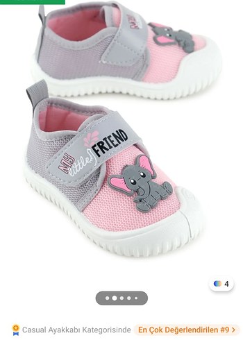 Kız Çocuk Pembe Gri Baskılı Spor Ayakkabı - Görsel 3