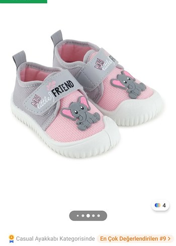 Kız Çocuk Pembe Gri Baskılı Spor Ayakkabı - Görsel 2