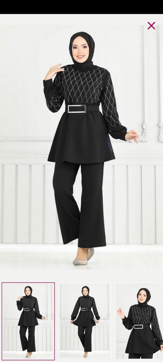 tesettür ikili takım Kemerli Siyah - Görsel 3